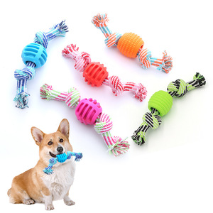 Offre Spéciale – Jouet pour animaux de compagnie en 5 couleurs, balle en caoutchouc souple et durable avec corde, jouet à mâcher pour le nettoyage des dents, jouet interactif pour chiens - Product Image 1