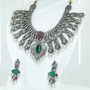 Vintage Ethnic 24k Gold Plated S925 Style Women's Necklace Earring <b>Set</b> Green Red <b>Crystal</b> Rhinestone Collar Chain Wedding Jewelry - Product Image 4