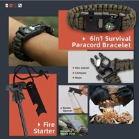 Kit de survie d'urgence 14 en 1, équipement de camping tactique, accessoires avec couteau, boussole, allume-feu pour la randonnée en plein air, ensemble d'outils