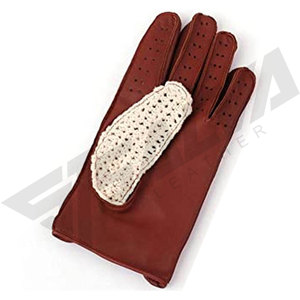 Crochet Cotton Wrist <b>Gloves</b> Breathable Plain Design Brown Trim Casual Wear Spring Summer - Product Image 4
