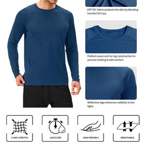 Camiseta Deportiva de Manga Larga para Hombre, Color Azul Marino, Mangas Raglán, Transpirable, para Gimnasio y Entrenamiento - Product Image 6