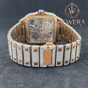 Export Quality Luxury Stainless Steel Hip Hop Iced Moissanite Analog <b>Watch</b> Glass Mechanical Movement Streetwear 41MM Butterfly - Product Image 3