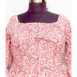 Robe à manches cloche pour femme, vente en gros, pour le printemps et l'été, respirante, 100% coton, imprimée, décontractée et de soirée - Product Image 2