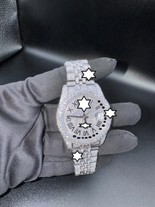 ZAWO 41mm Men's Stainless Steel <b>Watch</b> VVS1 Moissanite Diamond <b>Automatic</b> Movement Hip Hop Handmade Sports 22mm Glass - Product Image 6