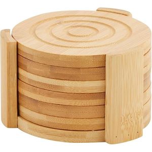 Sous-verres en bois d'acacia de qualité supérieure RR ENTERPRISES, vaisselle en bois pour servir le thé, le café et les boissons, protège les surfaces de table - Product Image 1