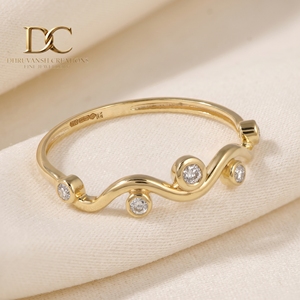 แหวนทองคำแท้ 14KT สีเหลือง ประดับเพชรเพาะเลี้ยงสำหรับผู้หญิง เครื่องประดับหรูหราทันสมัย งานแฮนด์เมด ผลิตตามสั่ง - Product Image 5