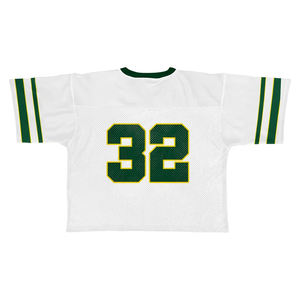 Maillot de football américain personnalisé blanc et vert en mesh, col en V, manches courtes, numéro 32, unisexe adulte, vêtement de sport respirant - Product Image 3
