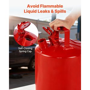 Tanica per Carburante in Acciaio Inox da 5 Galloni Tipo I con Imbuto in Acciaio al Carbonio, Manico Ergonomico, Arresto Fiamma Rosso e Coperchio Autochiudente - Product Image 2