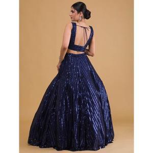 Incroyable filet brodé bleu Sangeet Wear Lehenga Choli - Product Image 4