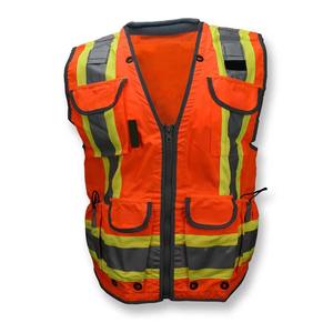 Chaleco de Seguridad Naranja de Alta Visibilidad con Bolsillos, Ropa de Trabajo Reflectante, Uniforme de Poliéster para Hombre - Product Image 1