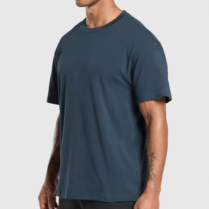 Camiseta de Manga Corta para Hombre, Cuello Redondo, Color Azul Marino, Corte Regular, Estilo Jersey Informal, 100% Algodón - Product Image 3