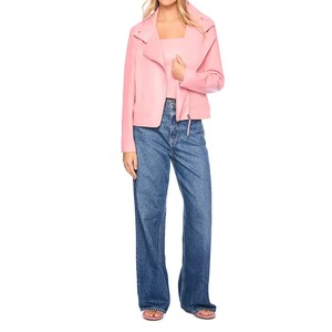 Veste en cuir d'agneau véritable pour femme, cuir d'agneau véritable de qualité supérieure, veste de motard tendance pour l'hiver, fournisseur OEM - Product Image 4