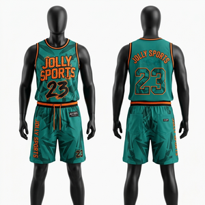 Ensemble short et maillot de basket-ball en polyester mesh pour homme, vert et noir, impression par sublimation personnalisée - Product Image 5