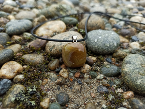 Natural Yellow Carnelian Tumbled Gemstone <b>Pendant</b> with Adjustable Black Cord Necklace – Healing <b>Crystal</b> Jewelry - Product Image 2