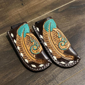 Couteau pliant à motif de feuille en cuir usiné à la main pour l'extérieur, accessoire de couteau de poche parfait pour la chasse et l'extérieur. - Product Image 5