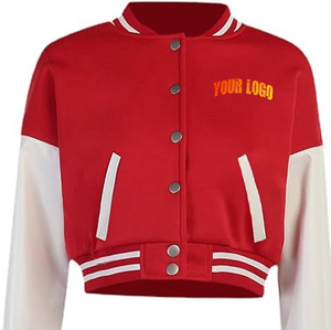 Chaqueta de Béisbol Casual de Manga Larga para Mujer, Chaqueta Varsity Corta y Transpirable con Bloques de Color y Botones Vintage - Product Image 5
