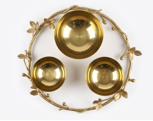 Ensemble de bols de service floraux dorés de qualité supérieure, vaisselle décorative en métal faite à la main pour offrir en cadeau et pour la présentation des aliments - Product Image 4