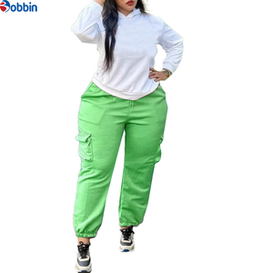 Unisex <b>White</b> Hooded Sweatshirt With Black Cargo Pants Set Casual Solid Color Full Sleeve Autumn Wear Breathable Cotton <b>Tracksuit</b> - Product Image 4