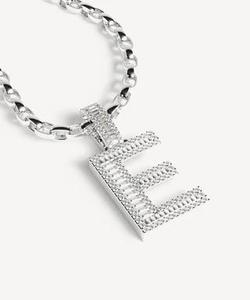 Colgante con Letra E, Chapado en Rodio, Aleación con Diamantes de Corte Esmeralda, Estilo Hiphop, Unisex, para Regalo - Product Image 2