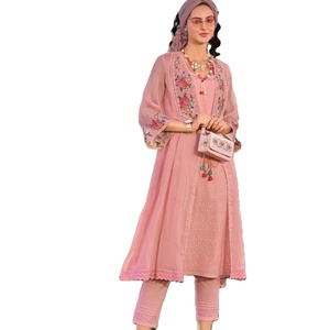 El último diseñador Pure Georgette Thread Work Kurti Set Fab Zone - Product Image 1