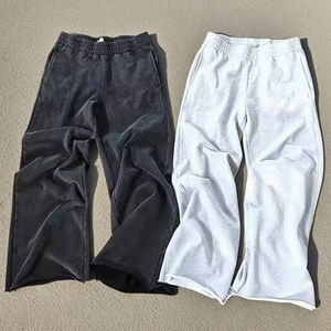 Men's Customized Color Elastic Waist <b>Drawstring</b> Corduroy Sweatpants Casual Loose Fit Wide Leg Pants Pockets Lightweight Cotton - Product Image 2