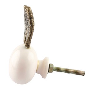 Bouton de tiroir en céramique moderne de qualité supérieure en forme de lapin, design moderne jaune or, écologique et durable pour meubles d'enfants - Product Image 5
