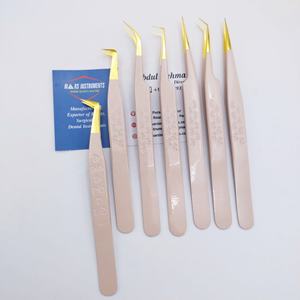 Pinzas de extensión de pestañas de acero inoxidable de Color desnudo sostenible, herramientas de maquillaje antiestáticas curvas rectas, pestañas postizas - Product Image 2
