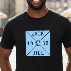 T-shirt graphique Jack and Jill Crossing en coton à manches courtes pour hommes, t-shirt d'été décontracté imprimé, haut à la mode - Product Image 6