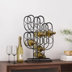 Soporte de Metal para Botellas Hecho a Mano por Diseñadores, Exhibidor de Vino Moderno para Barra o Mostrador, Soporte de Botellas de Metal de Lujo, Elegante Exhibidor de Vino - Product Image 1