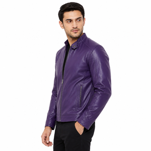 sleek men leather <b>jacket</b> offering a <b>smart</b> fit soft comfort durable quality and stylish appeal for <b>casual</b> outings daily wear - Product Image 4