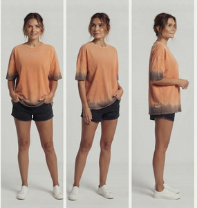 เสื้อยืดผู้หญิงไซส์ใหญ่ สีไล่ระดับ ผ้าฝ้าย คอกลม แขนสั้น สไตล์ลำลอง ทรงหลวม สีซีดแบบซันเฟด - Product Image 5