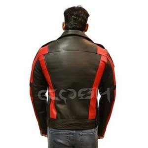 Chaqueta de Cuero Unisex Personalizada OEM, Negra y Roja, para Motociclistas, Fabricante - Product Image 6