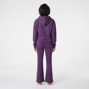 <b>Winter</b> Women's Purple Polka Dot Hooded Tracksuit Set Full Length Zip Front Sweatshirt <b>Bell</b> Bottom Pants Casual <b>winter</b> Wear - Product Image 6
