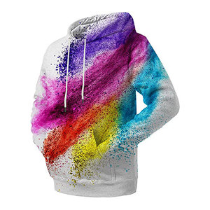 Sweat à capuche Color Splash pour homme, imprimé arc-en-ciel, sublimation, explosion de couleurs, sweat-shirt artistique tendance - Product Image 6