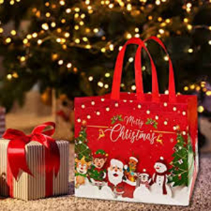 Sac fourre-tout de Noël personnalisé de haute qualité Mini sac à provisions en coton jute Motif de style d'article en soie personnalisé Promotions américaines exclusives - Product Image 5