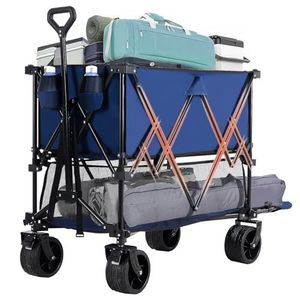 Carrello da Giardino Pieghevole a Doppio Strato con Freni, Capacità 450 libbre, 54 Pollici Extra Lungo, Ruote da 7 Pollici per Tutti i Terreni, Ideale per Campeggio - Product Image 2