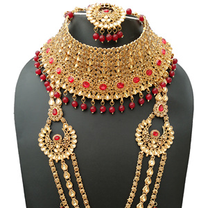 Indian Trendy Classic Choker Engagement Anniversary Wedding Party <b>Gift</b> Set Traditional Crystal Kundan Faux Pearl Alloy Gold - Product Image 3