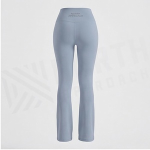 Pantalon de yoga taille haute évasé longueur cheville, couleur unie, sans couture, extensible dans quatre directions, vêtements de sport pour femme - Product Image 2