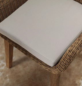 Fauteuil de jardin en rotin tressé avec coussin, chaise de salle à manger d'extérieur, pieds en bois, pour terrasse - Product Image 4