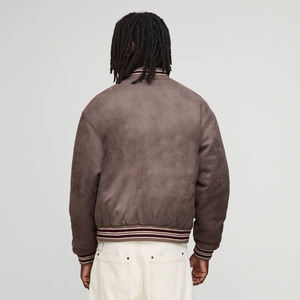 Blouson en daim pour homme, coupe classique, col rabattu, fermeture éclair, style décontracté - Product Image 2