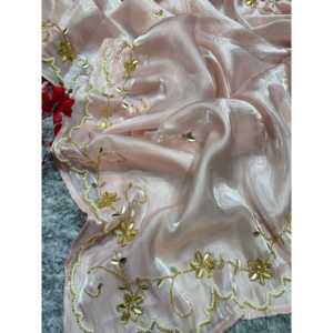 Fiesta desgaste étnico Bandana Saree con perlas y Katdana trabajo hecho a mano exquisito tradicional indio Sari - Product Image 4