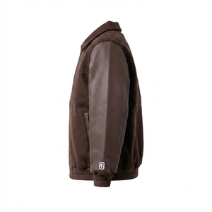 Chaqueta Universitaria Personalizada de Lana Marrón con Mangas de Cuero, Unisex, Estilo Vintage, Parches Bordados, Chaqueta de Béisbol para Invierno - Product Image 2