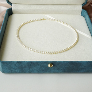 Collier de perles d'eau douce naturelles de 3 à 5 mm pour femmes avec un fort régulateur de lumière, chaîne de clavicule presque circulaire, niche cible - Product Image 1