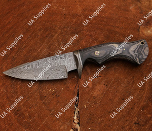 Couteau de chasse et de camping à lame fixe en acier Damas, personnalisable, support OEM/ODM, vente en gros, manche en bois Pakka, faible MOQ, offre spéciale - Product Image 6