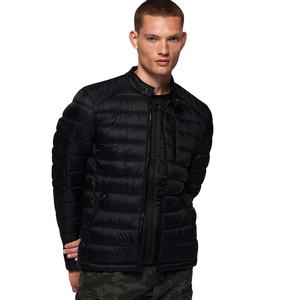 Chaqueta acolchada negra de invierno informal inteligente para hombre, cuello levantado con cremallera, tela de lana, servicio OEM hecho en Pakistán - Product Image 1