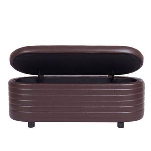Modern Brown PU Leather Upholstered Storage Bench <b>End</b> of <b>Bed</b> Stool for Bedroom and Living Room Entryway - Product Image 6