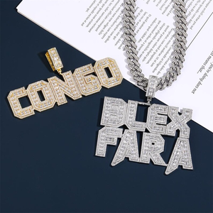 Blex Fara Iced Out Moissanite Pendant 925 <b>Silver</b> Rhodium Plated Hip Hop Men's Jewelry Letter <b>Charm</b> Everyday Wear - Product Image 2