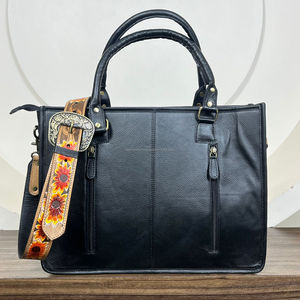 Large Capacity Hand Tooled Genuine Cowhide Leather Sunflower Tote <b>Bag</b> Concealed Carry Purse Western Carving <b>Laptop</b> Office <b>Bag</b> - Product Image 5