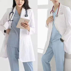 Blouse de laboratoire blanche tissée pour femmes, en coton et polyester, uniforme d'hôpital, blouse médicale, 3 poches, fermeture à boutons-pression, service OEM - Product Image 4