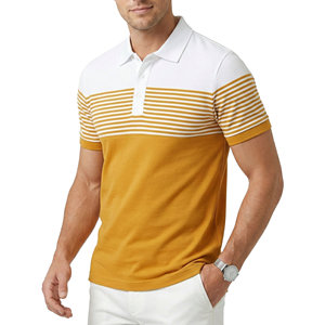 Polos Casuales Transpirables para Hombre, con Bloques de Color, Rayas, Manga Corta, Piqué, Logotipo Personalizado, Venta al Por Mayor, Polos de Golf de Verano - Product Image 3